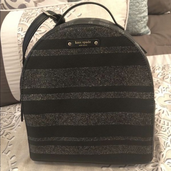 Black glitter kate spade backpack main image 4
